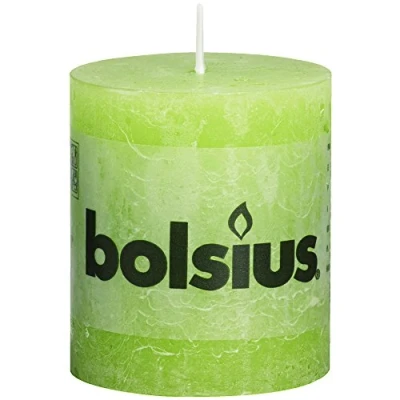 Image of Rustic Pillar Candle 80 x 68 mm (Pack of 6) Vivid Green