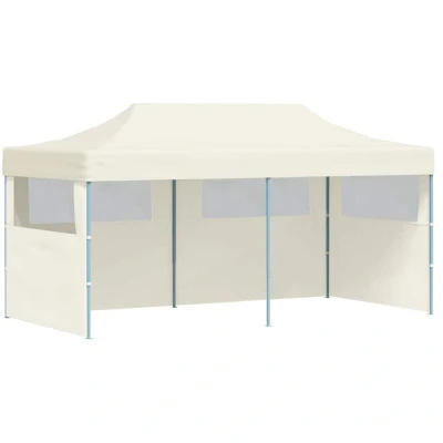 Image of vidaXL Foldable Pop up Party Tent, Cream 3x6m Outdoor Gazebo/Tent with Waterproof and UV Protected PVC Coated Roof, Easy Assembly