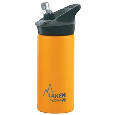 Image of Laken Thermo Kids Vacuum Insulated Stainless Steel Leak Free Sports Water Bottle with Jannu Straw Cap, 17 Oz, Yellow