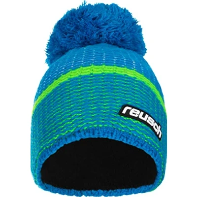 Image of Reusch Adult Noah Beanie Warm, Windproof Hat, 4491 Electric Blue Lemonade, Standard Size