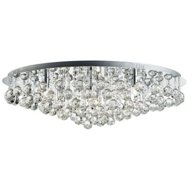 Image of Searchlight Hanna chrome ceiling light glass crystal spheres 80 cm