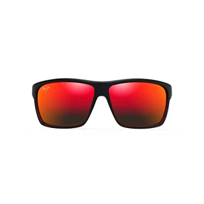 Image of Maui Jim Unisex&#039;s alenuihaha Sunglasses, Burgundy Striped/Hawaii Lava Polarized, Large