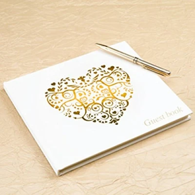 Image of Neviti Vintage Romance Guest Book, Paper, Gold, 22 x 19.5 1.5 cm