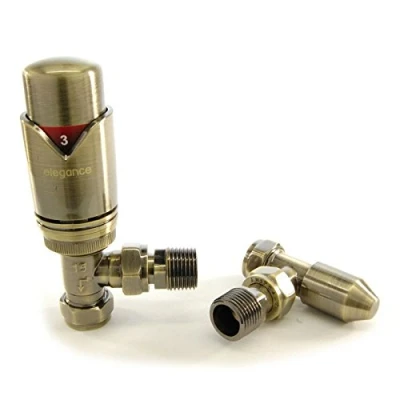 Image of Wave TRV angled wheelhead &amp; lockshield Antique Brass
