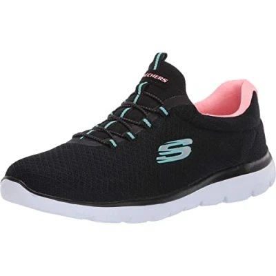 Image of Skechers Women&#039;s Go Walk Arch Fit Grateful Sneakers, Black Pink, 6 UK