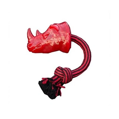 Image of Pet Brands Tough Tugger Rhino Dog Toy, Red