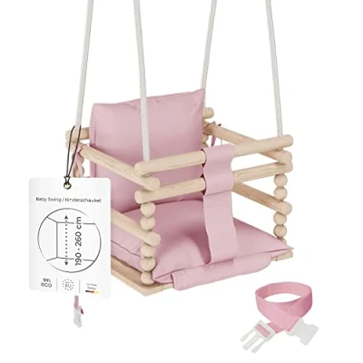 Image of MAMOI® 3 in 1 Baby Swing + Safety Belt Height Adjustment 190 260 cm Children&#039;s Indoor Outdoor CE 100% ECO Made the EU