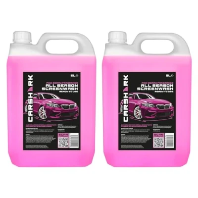 Image of CARSHARK All Season Screenwash 2 x 5 Litres, with Pink Berry Fragrance, Low Smear formula