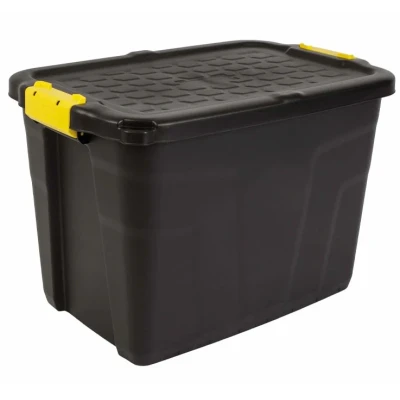 Image of Samuel ALEXANDER 60L Heavy Duty Storage Tub Sturdy, Lockable, Stackable and Nestable Design Chest with Clips in Black