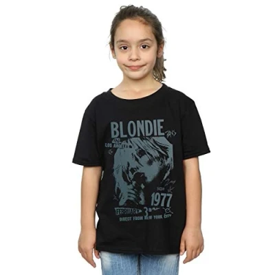Image of Absolute Cult Blondie Girls Tour 1977 Chest T Shirt Black 12 13 Years