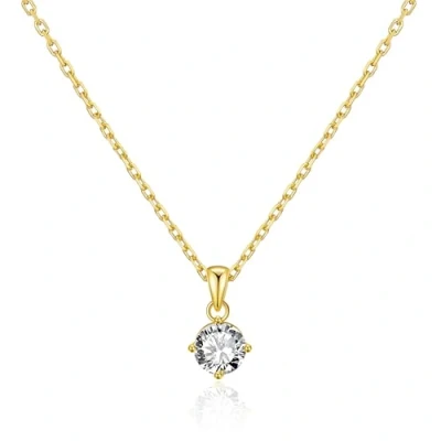 Image of Philip Jones Gold Plated Solitaire Necklace Created with Zircondia® Crystals