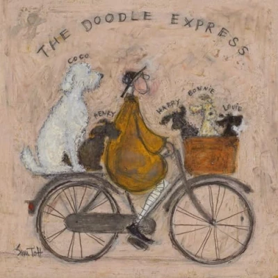Image of ArtPress Sam Toft Single Blank Greeting Card, The Doodle Express (15 x 15cm)