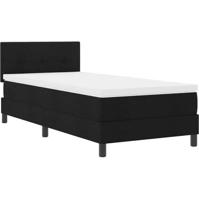 Image of Box Spring Bed with Mattress Black 90x200 cm Fabric Vidaxl