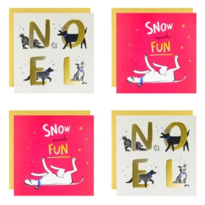 Image of Cardology Charity Christmas Cards Pack of 4 Dogs 2 different designs Battersea &amp; Cats Home