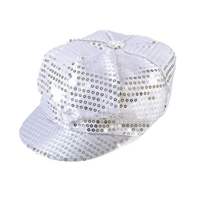 Image of Bristol Novelty BH542 70 Silver Sequin Cap 70&#039;s Style, Womens, One Size