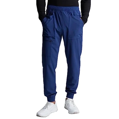 Image of Cherokee Men&#039;s Mid Rise Pull on Jogger Scrubs Pant Medical, Navy, S Shorts