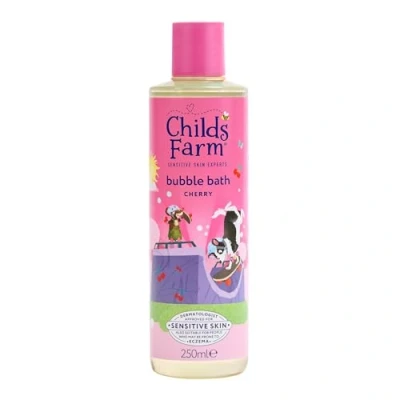Image of Childs Farm Kids Bubble Bath, Cherry Gently Cleanses &amp; Soothes Suitable for Dry, Sensitive Eczema Prone Skin, 250ml