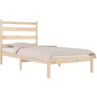 Image of vidaXL Solid Pinewood Single Bed Frame 100x200 cm with Supportive Headboard Classic Rustic Brown Bedroom Furniture