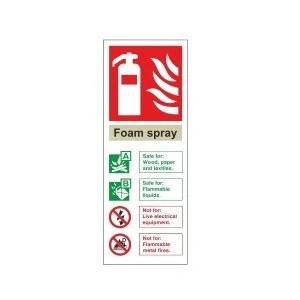 Image of Foam Spray Fire Extinguisher Identification Sign 80mm x 200mm Rigid Plastic