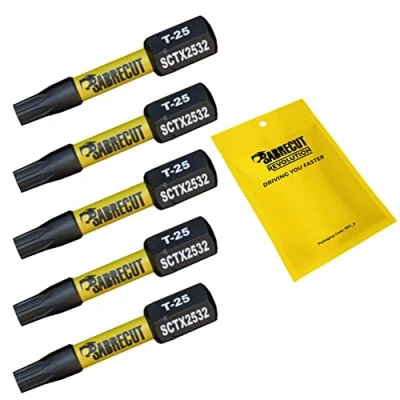 Image of 5 x SabreCut SCTX2532_5 32mm T25 TX25 Magnetic Impact Screwdriver Driver Bits Set Torx Heavy Duty Compatible with Dewalt Milwaukee Bosch Makita and More