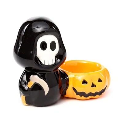 Image of Puckator Ceramic Skull Boy Tea Light Candle Holder Table Decorations Centrepiece Tealight Lights Meditation Stand Holders Home Living Room Decor Accessories