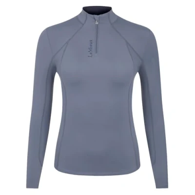 Image of LeMieux Base Layer Pull On Smooth Sweat Wicking Fabric Jay Blue UK 14