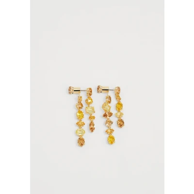 Image of Swarovski Gema Pierced Earrings, Yellow, Gold tone plated