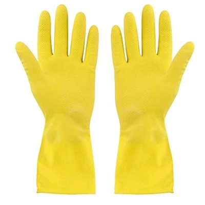 Image of Elliott Household Cleaning Gloves, Latex Washing Up Gloves with Extra Long cuff and soft breathable lining, Lasting Quality in a large size, Yellow