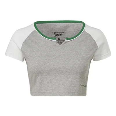 Image of Reebok Women&#039;s Identity Crop T Shirt Medium Grey Heather L
