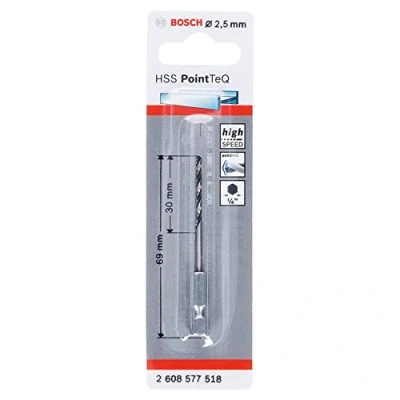 Image of Bosch Professional PointTeQ Hex Drill Bit (for Metal, Ø: 2.5 mm, Total Length: 69 ¼’’ Shank, Accessory for Impact Drivers and Drivers)