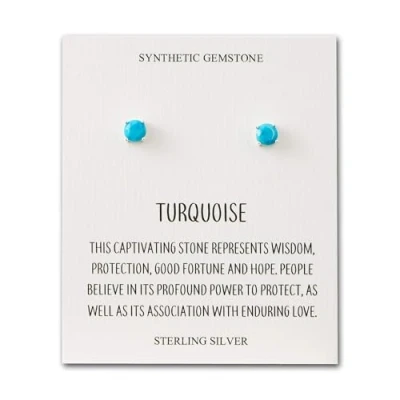 Image of Philip Jones Sterling Silver Synthetic Turquoise Gemstone Earrings with Quote Card