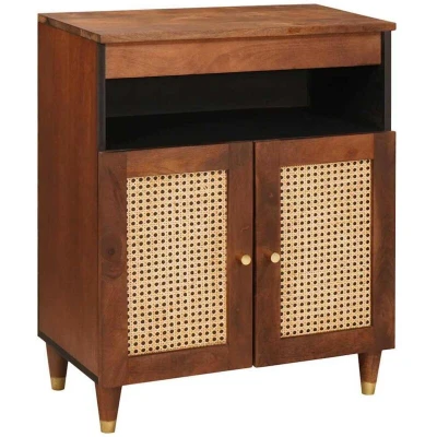 Image of Media Storage Cabinets &amp; Racks Brown Cane and solid mango wood Vidaxl