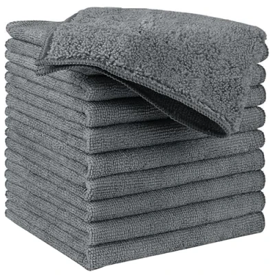 Image of HIDMD Microfiber Dish Cloths Super Absorbent Kitchen Wash Cloth Rags for Washing Dishes Fast Drying Cleaning 30cm x 10Pack Grey