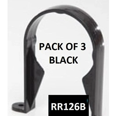 Image of EEZY Plumbing Pack 3 (Three) X RR126b Black Genuine POLYPIPE Stand Off Pipe Clip/Saddle Bracket for 68mm Round downpipe