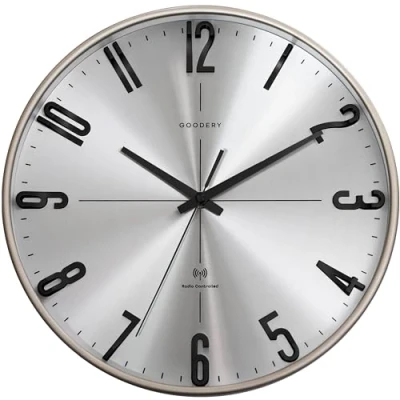 Image of GOODERY Radio Controlled Wall Clock, Diameter 30 cm, Quiet 3D, Large, Modern, Analogue Clock without Loud Ticking Noises, Almost Silent, Decoration for Any