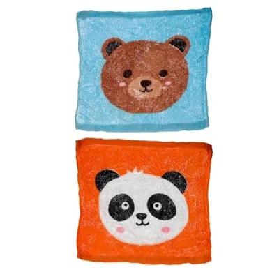 Image of Puckator Adoramals Bear and Panda Compressed Travel Towel Backpacking Traveling Essentials Essential Hangover Kit Holiday Camping Must Haves Accessories Mini Face Expandable Towels