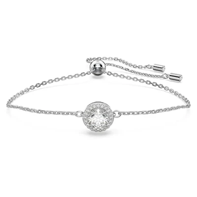 Image of Swarovski Constella Bangle Bracelet, White Round Cut and Pavé Crystals in a Rhodium Plated Setting, from the Collection