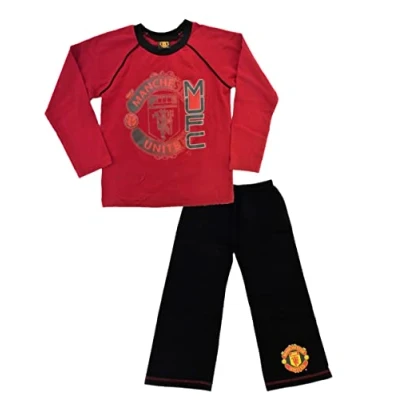Image of Manchester United Football Club Girl&#039;s or Boys Two Piece Pyjamas 5 6 Years Multi