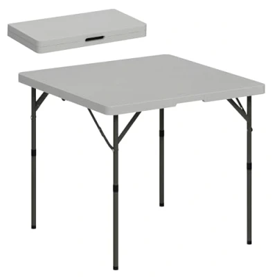Image of Outsunny 3ft Folding Camping Table, Heavy Duty Picnic Table with 2 Adjustable Height for Indoor Outdoor Garden, Party, BBQ, Dark Grey