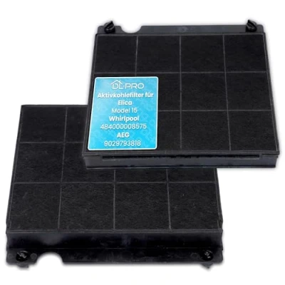 Image of DL pro 2 x activated carbon filters suitable for Elica Mod.15 AEG ELectrolux Bauknecht Whirlpool IKEA 225 212 mm filter like 9029793818 484000008575 E3CFE15 AMC027 F00333 F00418SE