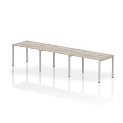 Image of Impulse Single Row 3 Person 1200 Silver Frame Bench Desk Grey Oak