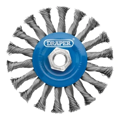 Image of Draper Steel Twist Knot Flat Wire Wheel Brush, 115mm, M14