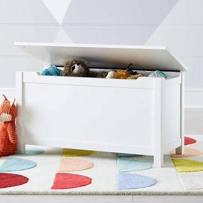 Image of FEFE® White Wooden Toy Box Organizer Storage Chest Ottoman Basket &amp; Sitting Bench