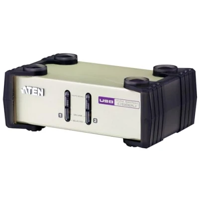 Image of ATEN CS82U 2 Port PS2/USB Desktop KVM Switch with 2x Custom Cable Sets Metal