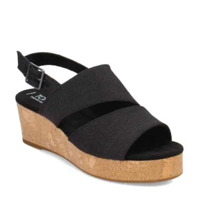 Image of TOMS Women&#039;s Claudine Wedge Sandal, Black Melange Woven, 5 UK