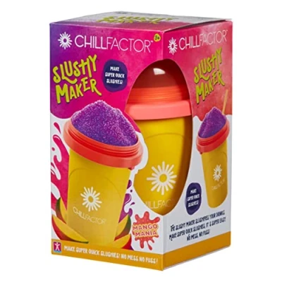 Image of ChillFactor 07950 Mango Mania Reusable, Homemade Squeeze Cup slushy Maker Kitchen Toys, ONE Size, Red