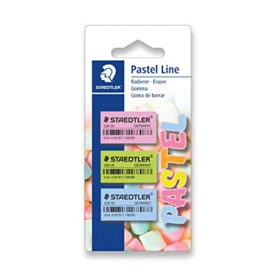 Image of Staedtler Pastel Line 52635PBK3 Eraser Colours Blister Card with 3 Erasers