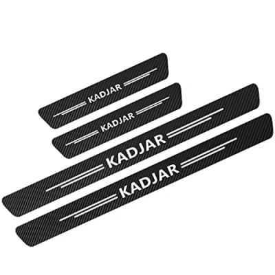 Image of LNHJZ Car Door Sill Protector for Ren ault Clio ZOE duster Megane TWINGO Logan KADJAR 4PCS Scuff Plate Carbon Fiber Stickers Accessories,KADJAR White