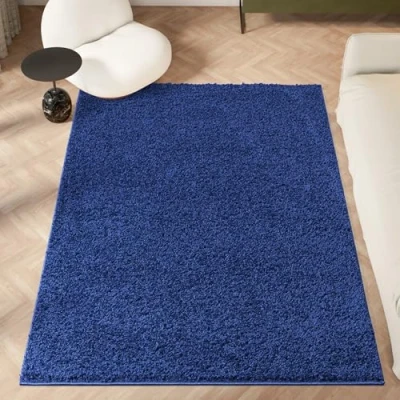 Image of homeart Area Rug Super Soft Shaggy Rugs For The Living Rooms, Bedrooms And Kitchen Modern, Easy To Clean Carpet 180x270 cm, Navy