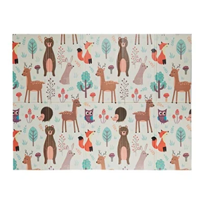 Image of Relaxdays Forest Animals playmat, Foldable, Soft XPE Foam, Easy to Wipe Clean, Babies &amp; Toddlers, Multicoloured, 1 Item